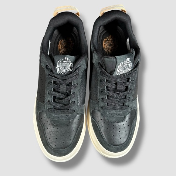 Le Tigre Midtown Platform Leather Sneaker Women’s 9.5 Black Sporty - Picture 3 of 15